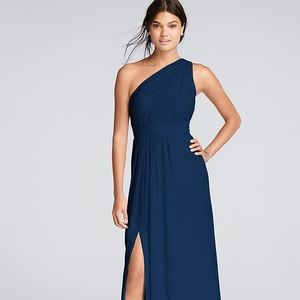 David’s Bridal one-shoulder dress
